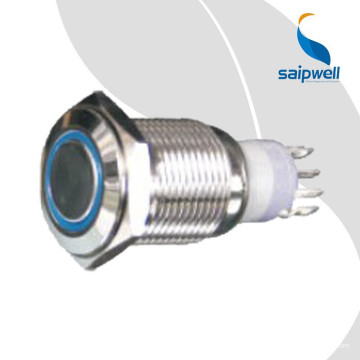 Saipwell 24V a illuminé le commutateur momentané certifié par CE de bouton poussoir avec l&#39;anneau de LED